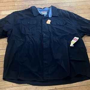 Wrangler Men’s Black Button Down Shirt 3XL Short Sleeve Relaxed Fit Pocket NWT